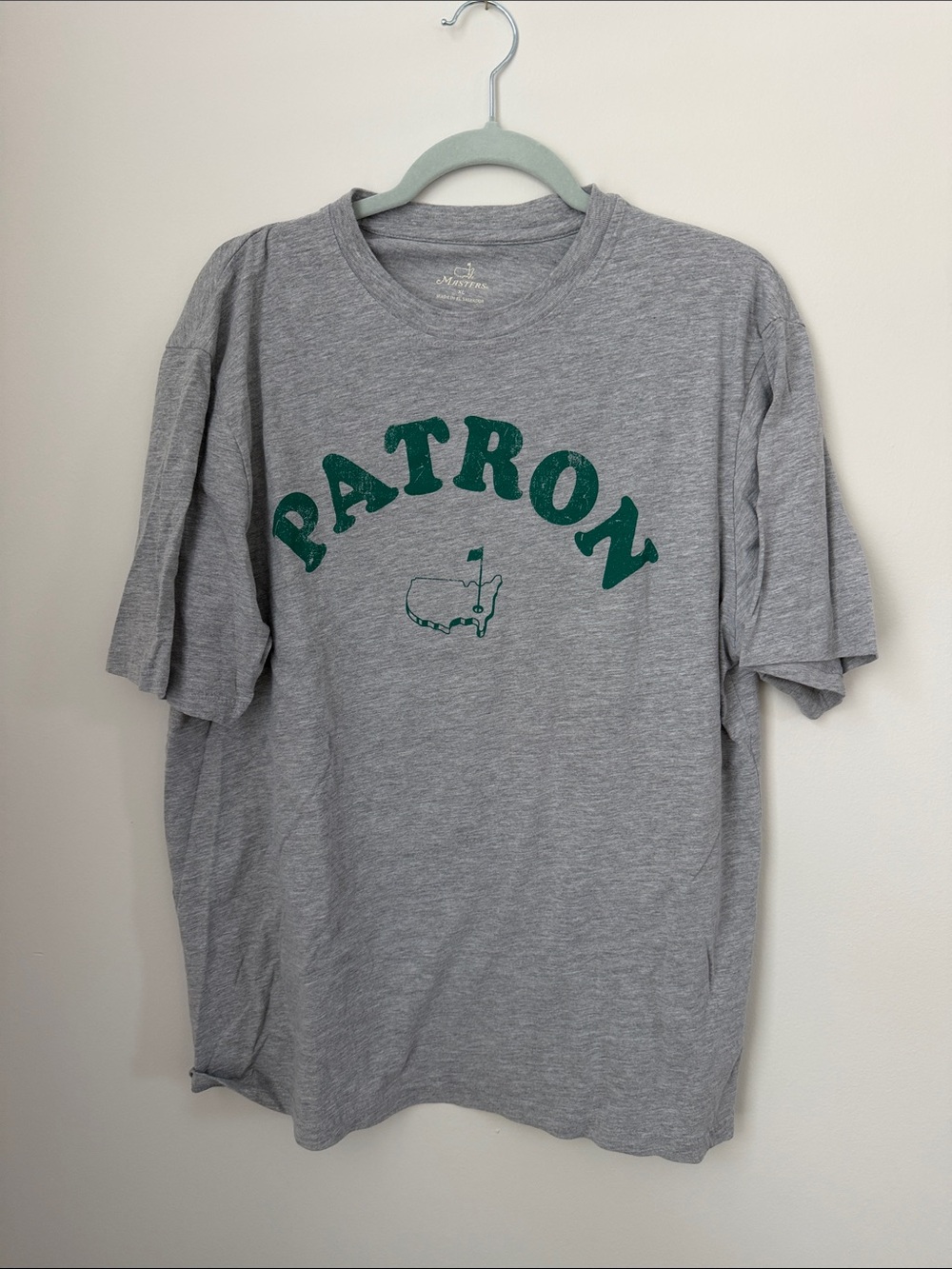 Masters Gray T-Shirt with Green 'Patron' Logo